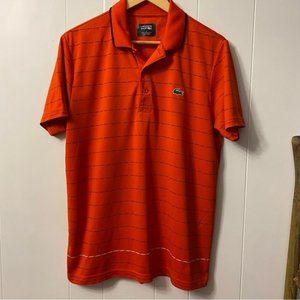 Lacoste Sport Polo Orange Logo Stripe Shirt Golf Tennis DH7417 Ultra Dry Classic